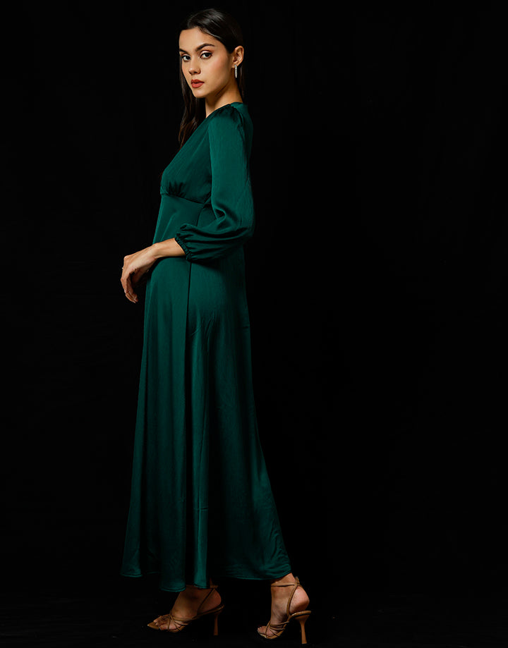 Long Sleeves Maxi Dress with Front Slit