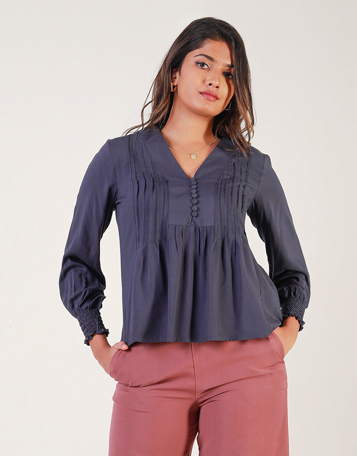 Long Sleeves Tunic Top with Pintuck