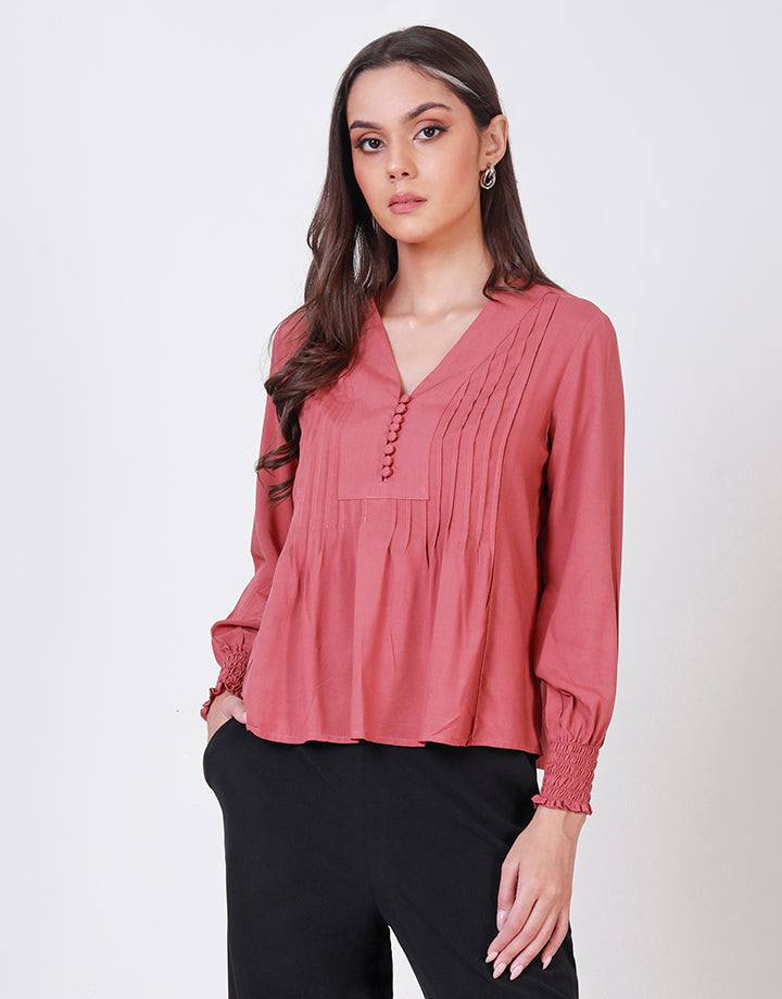 Long Sleeves Tunic Top with Pintuck