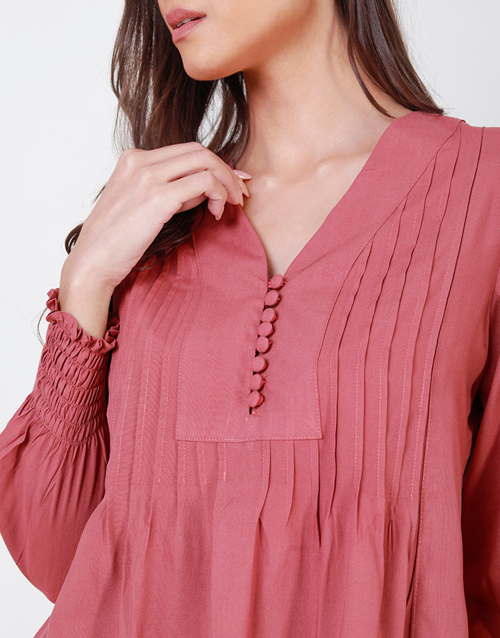 Long Sleeves Tunic Top with Pintuck