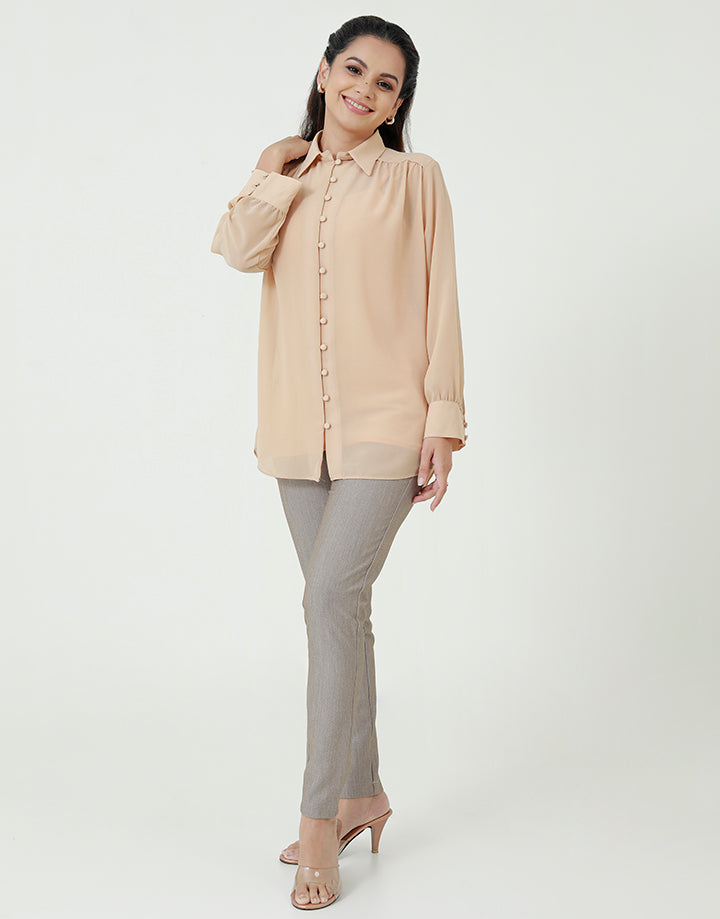 Collared Blouse with Long Sleeves