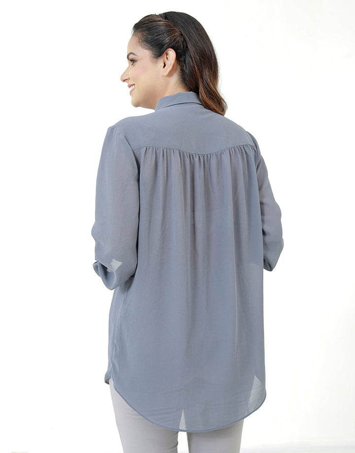 Collared Blouse with Long Sleeves