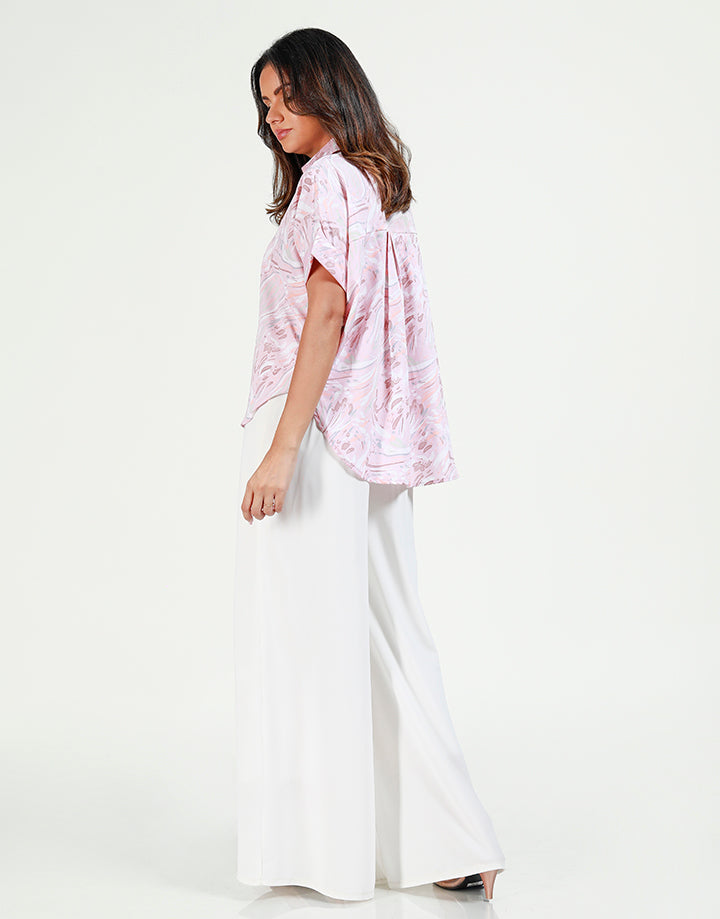 Maggi Sleeves Top with Dipped Hem