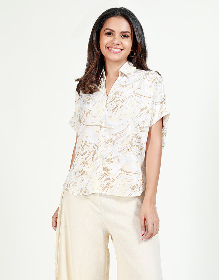 Maggi Sleeves Top with Dipped Hem