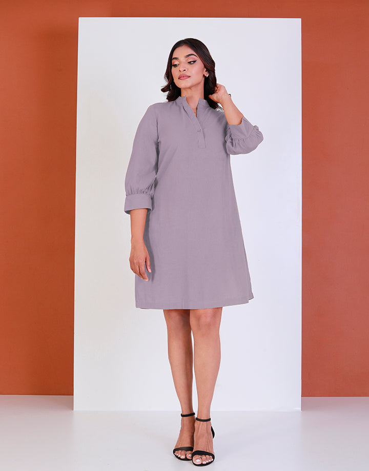 Mandarin Collar A-Line Dress