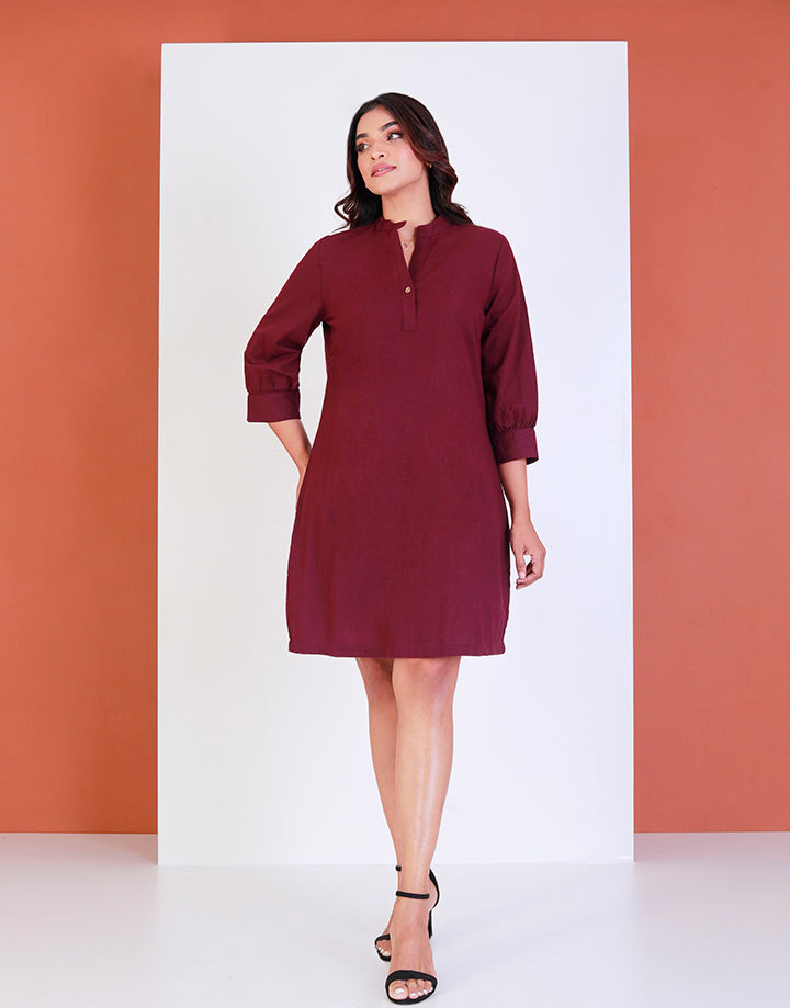 Mandarin Collar A-Line Dress