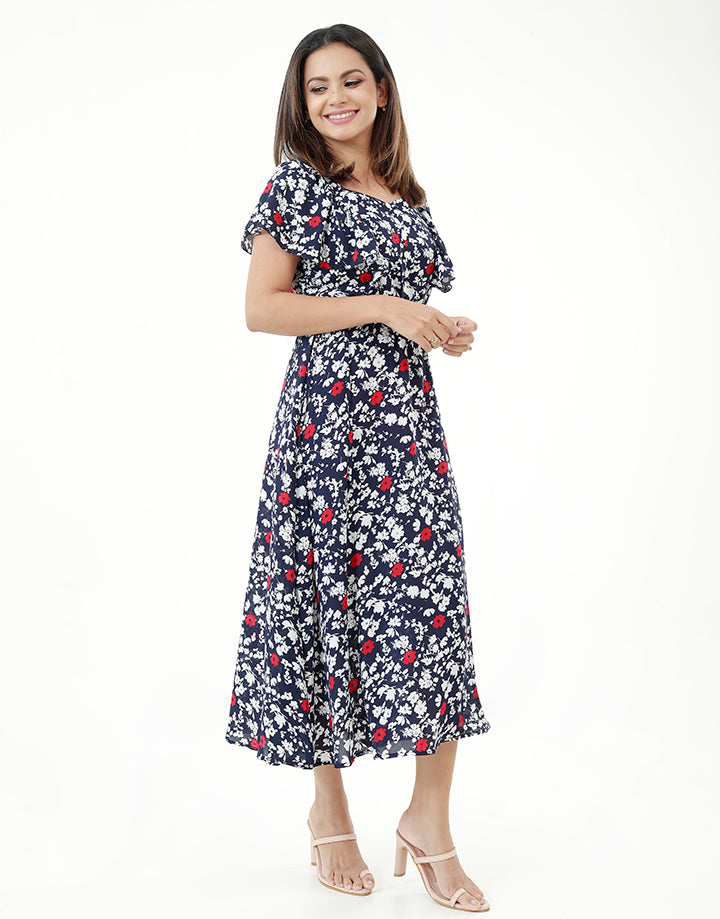Maxi Dress with Frilled Sleeves
