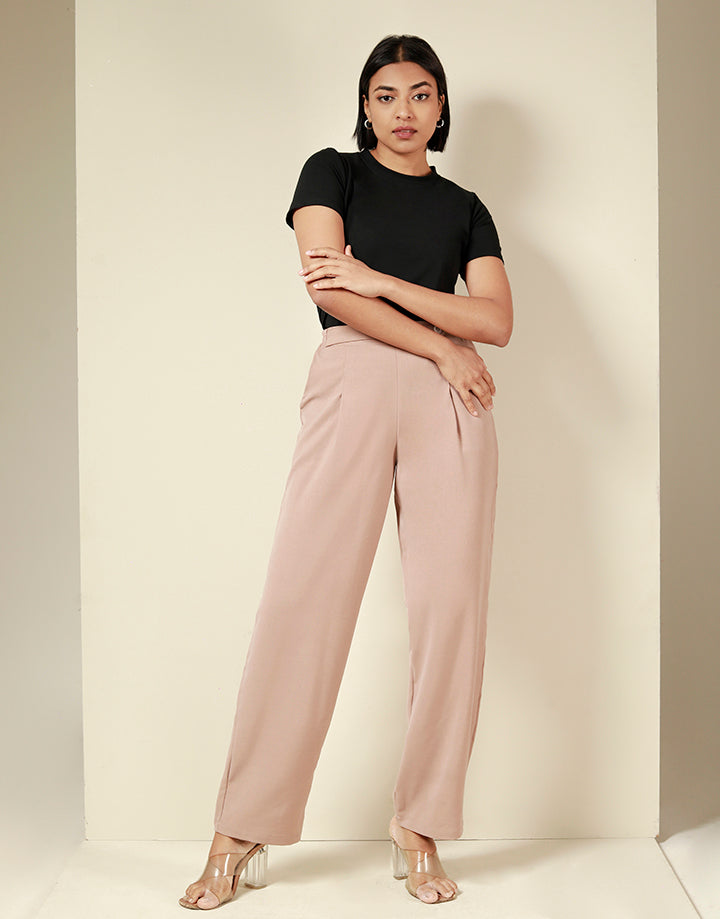 Mock Belt Detail with Side Elastic Pant