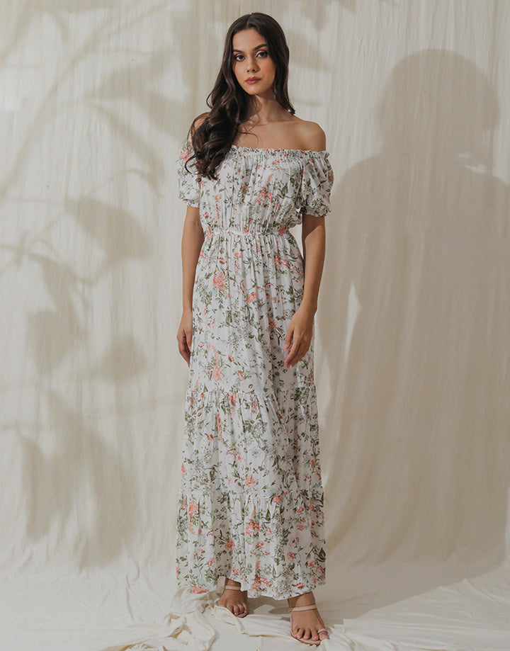 Off the Shoulder Flared Maxi Dress