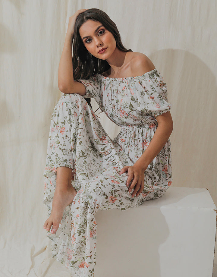 Off the Shoulder Flared Maxi Dress