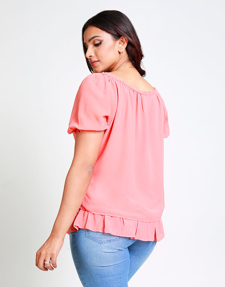 Off the Shoulder Top with Puff Sleeves