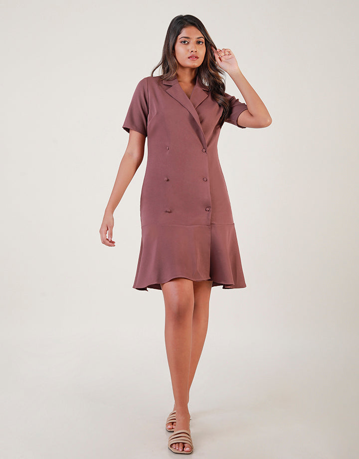 Over Lapped Lapel Detail Dress