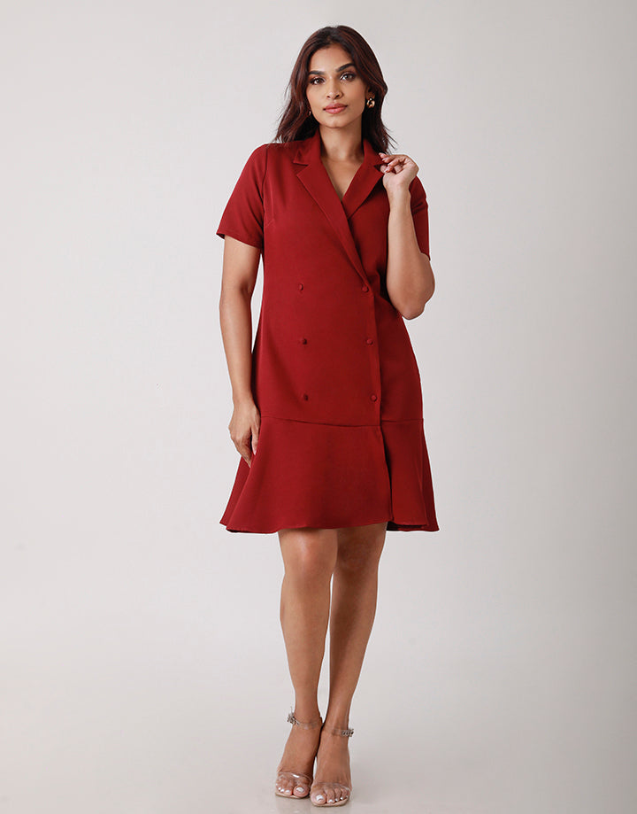 Over Lapped Lapel Detail Dress