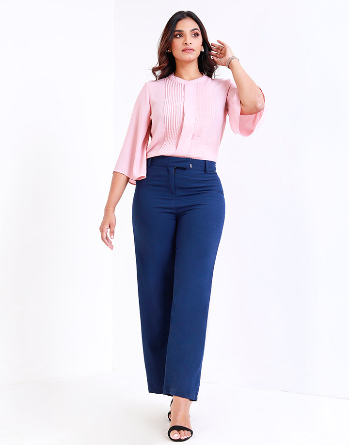 Pintuck Detail Flared Sleeves Blouse