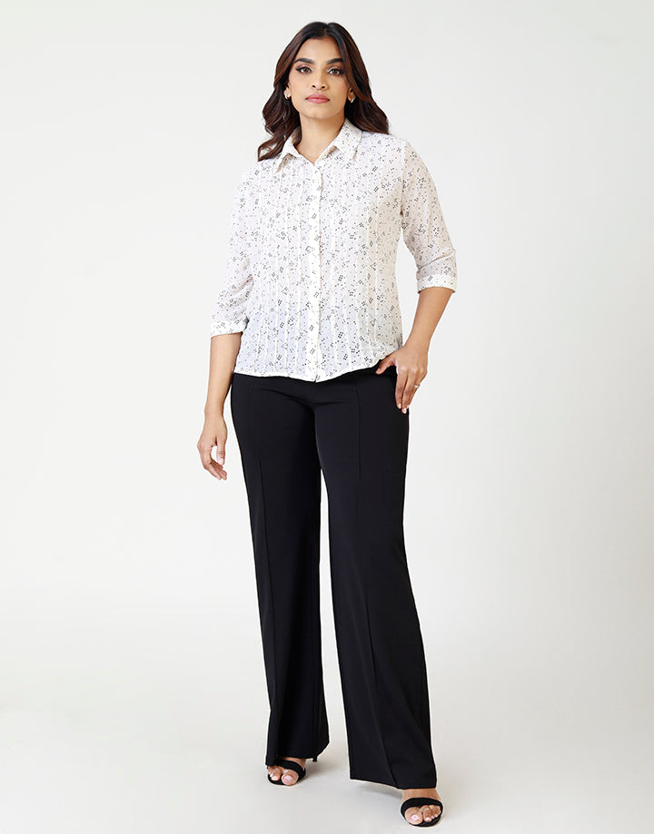 Pintucked Detailed ¾ Sleeves Blouse