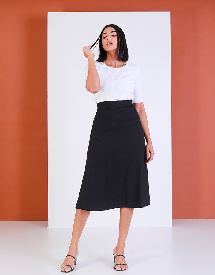 Plain 12 Pieces Flared Skirt