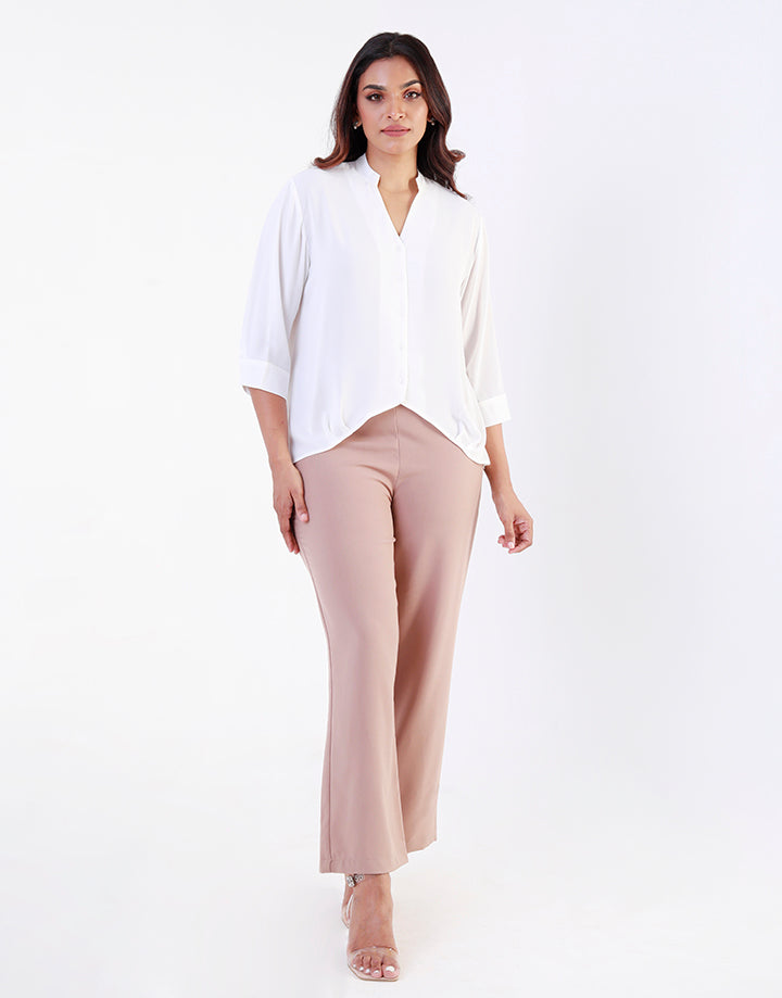 Plain Blouse with Chinese Collar