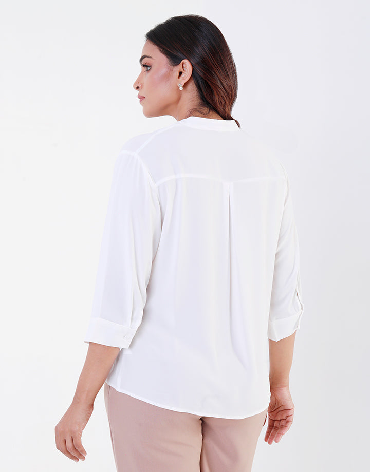 Plain Blouse with Chinese Collar