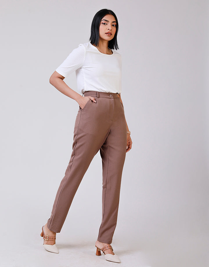 Plain Side Pockets Office Pant