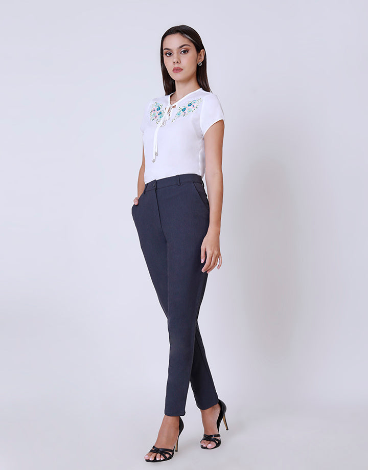 Plain Side Pockets Office Pant