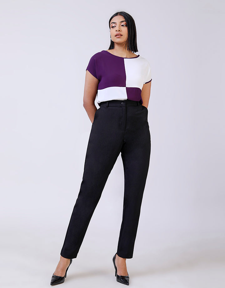 Plain Side Pockets Office Pant