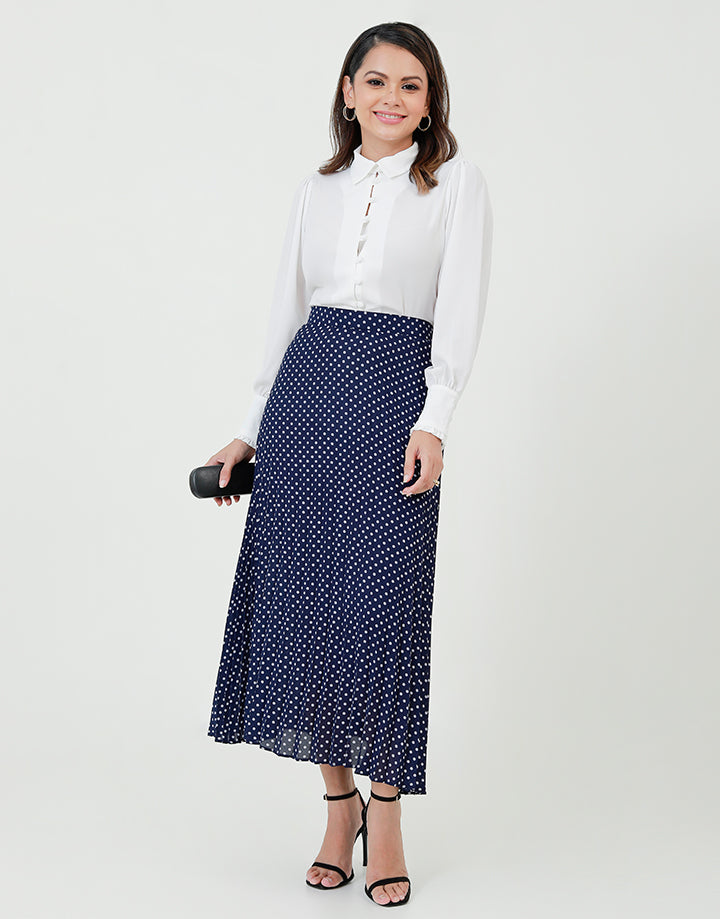 Pleated Polka Dotted Skirt