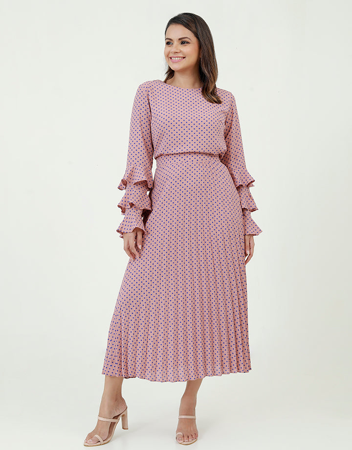 Pleated Polka Dotted Skirt
