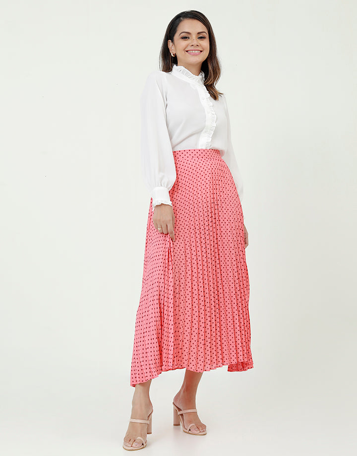 Pleated Polka Dotted Skirt