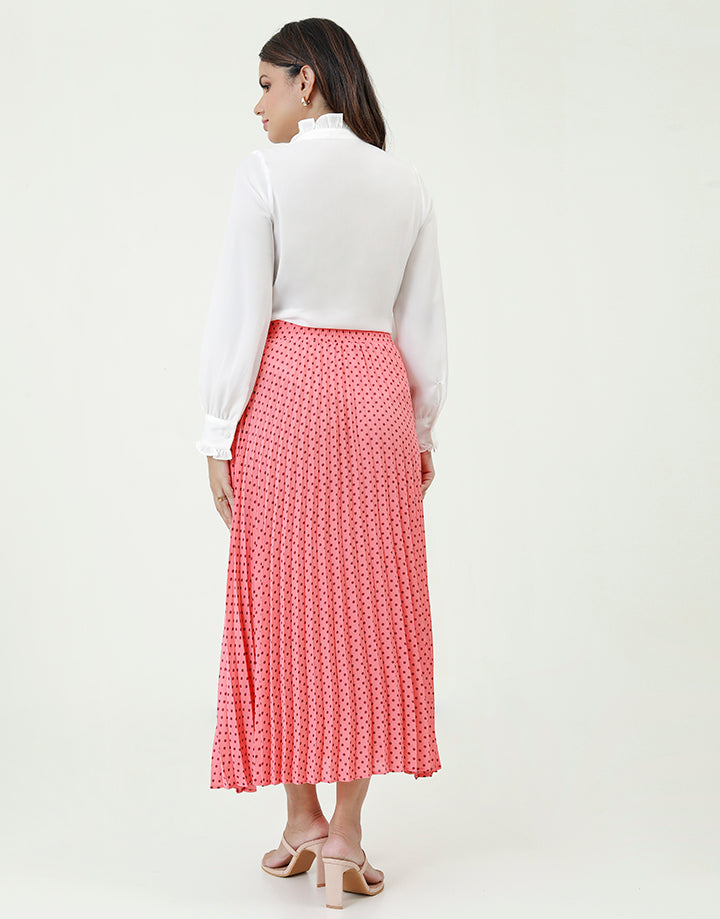 Pleated Polka Dotted Skirt