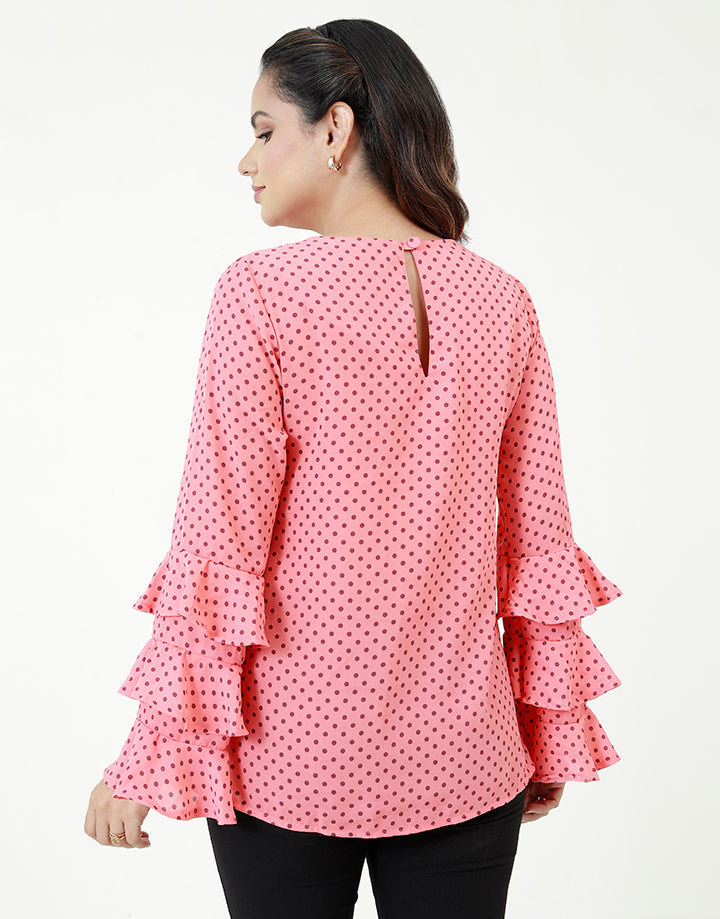 Polka Dotted Blouse with Layered Sleeves