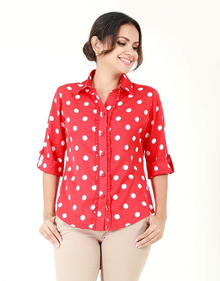 Polka Dotted Blouse in ¾ Sleeves