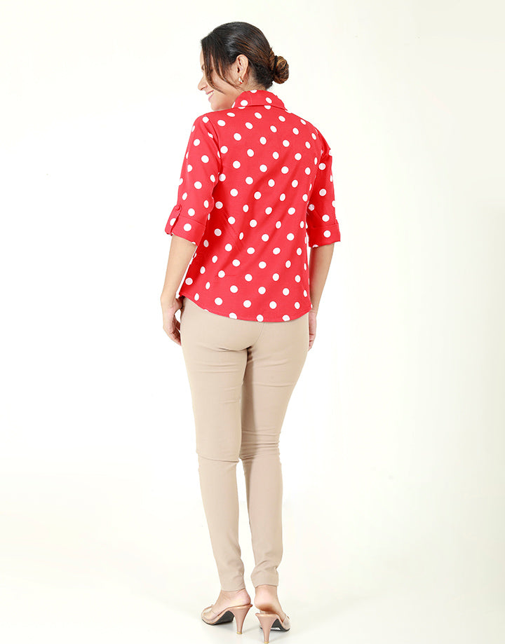 Polka Dotted Blouse in ¾ Sleeves