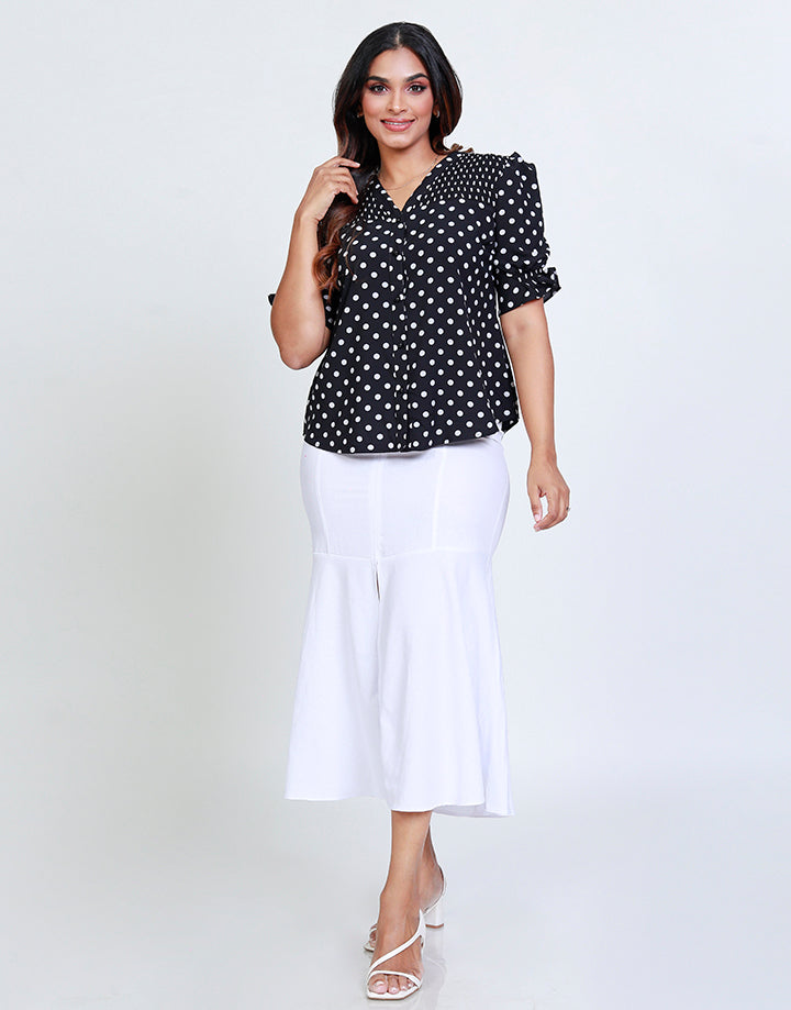 Polka Dotted Blouse with Short Sleeves