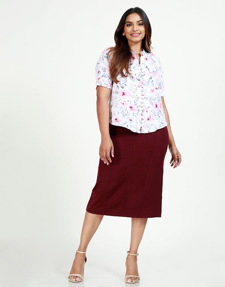 Printed Blouse with Short Sleeves