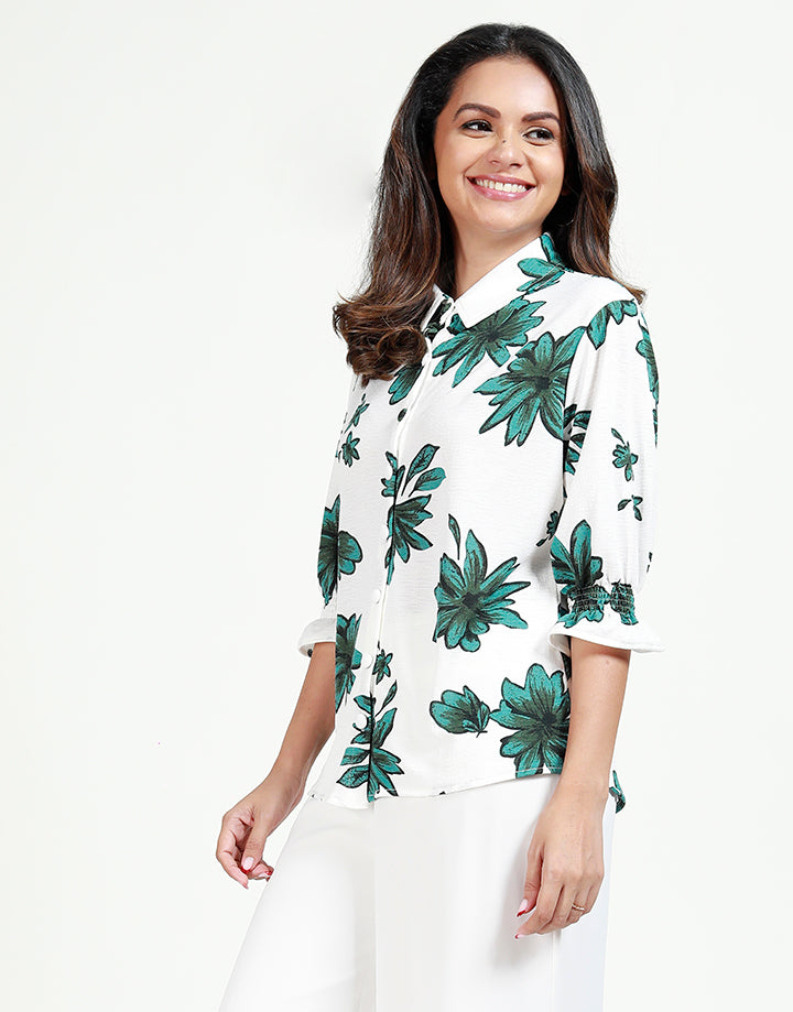 Printed Blouse with ¾ Sleeves