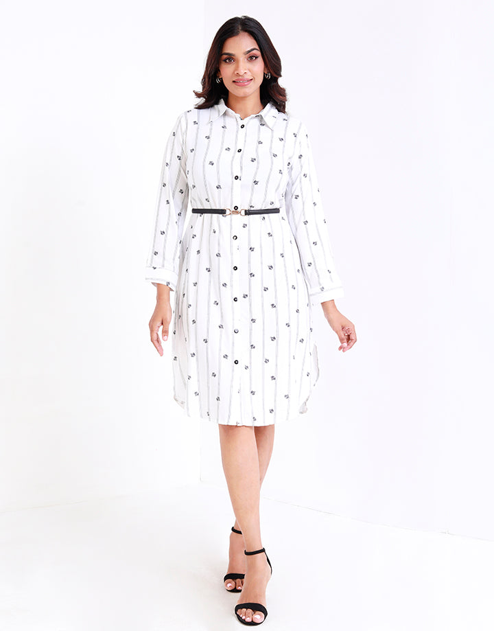 Printed Button Down Shirt Dress