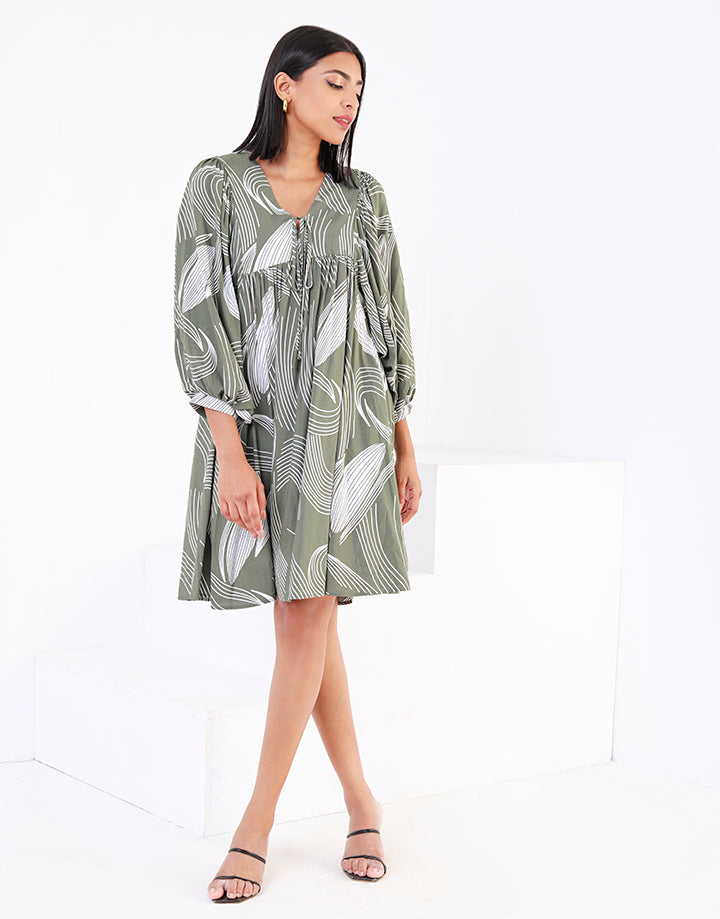 Printed Dress with Dolman Sleeves