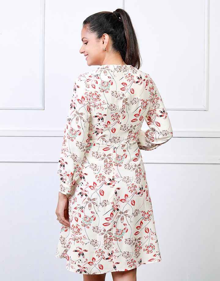 Printed Dress with Long Sleeves