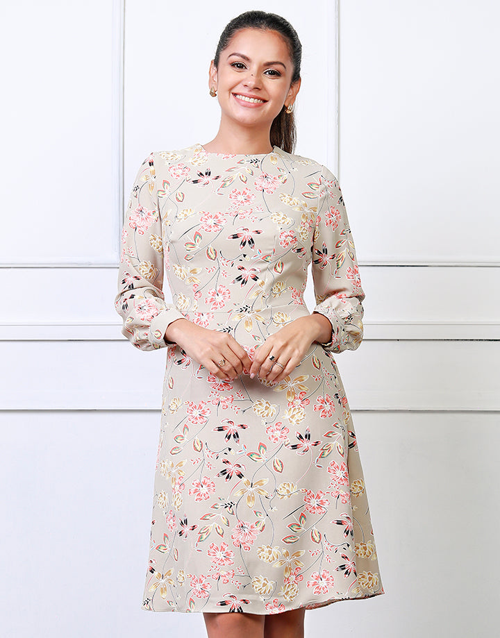Printed Dress with Long Sleeves