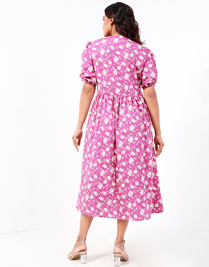 Printed Empire Waist With A-Line Dress