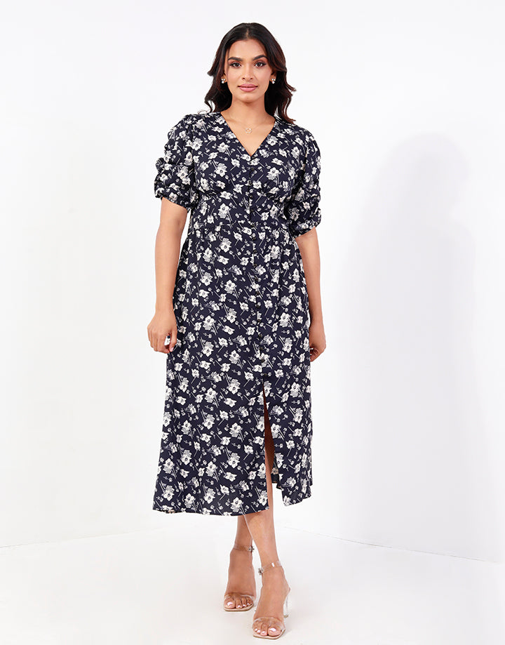 Printed Empire Waist With A-Line Dress