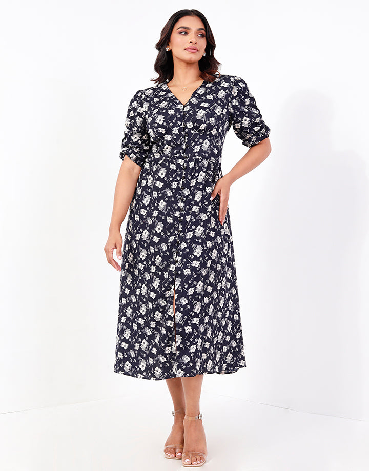 Printed Empire Waist With A-Line Dress