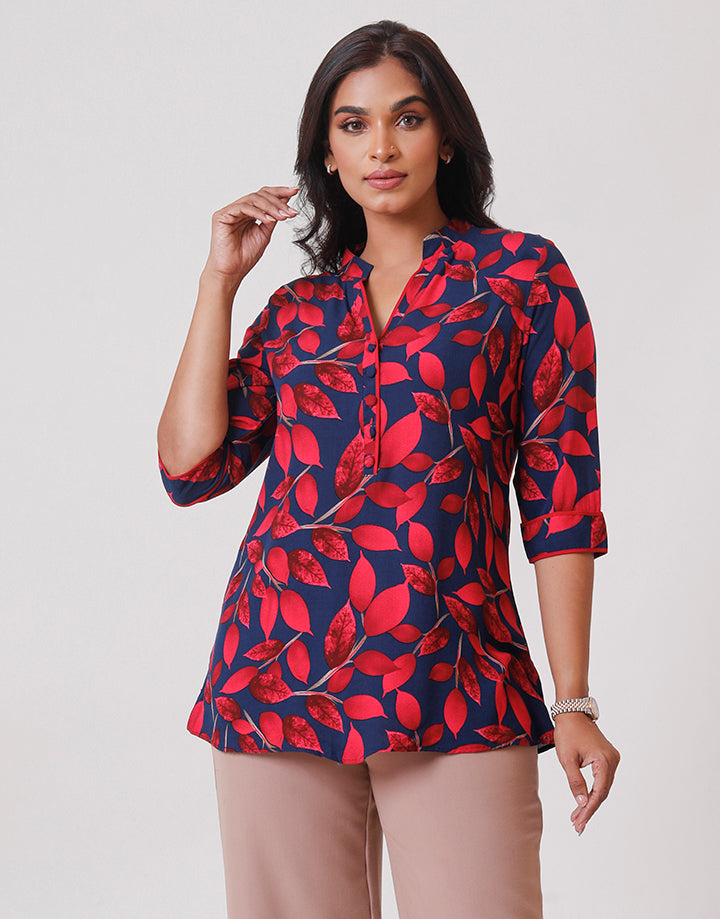 Printed Kurtha Top with Piping