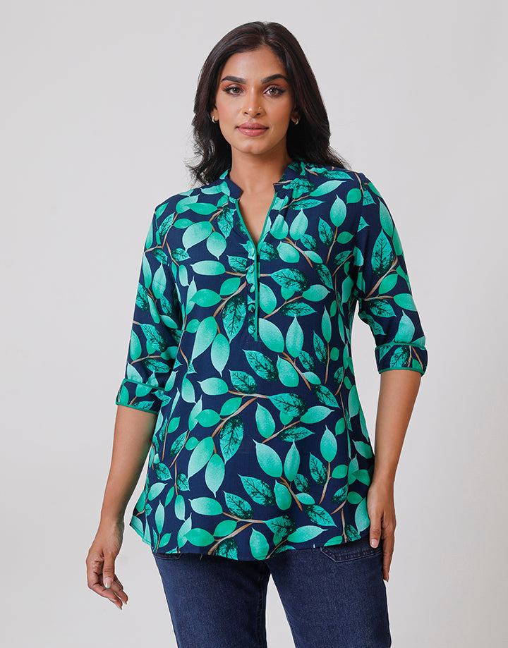 Printed Kurtha Top with Piping