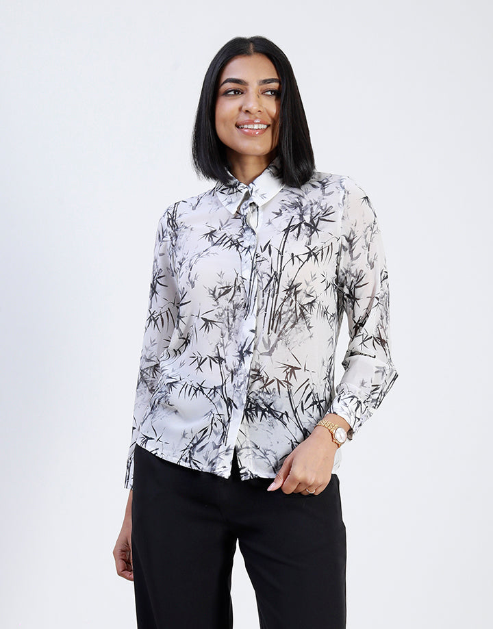 Printed Long Sleeve Blouse