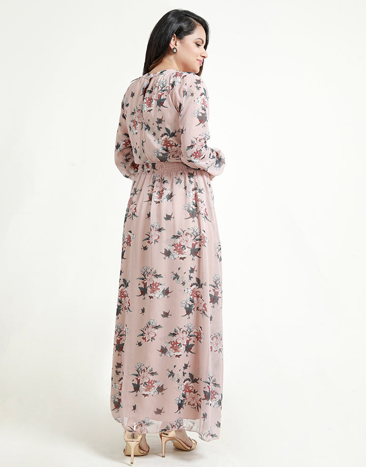 Printed Long Sleeves Maxi Dress