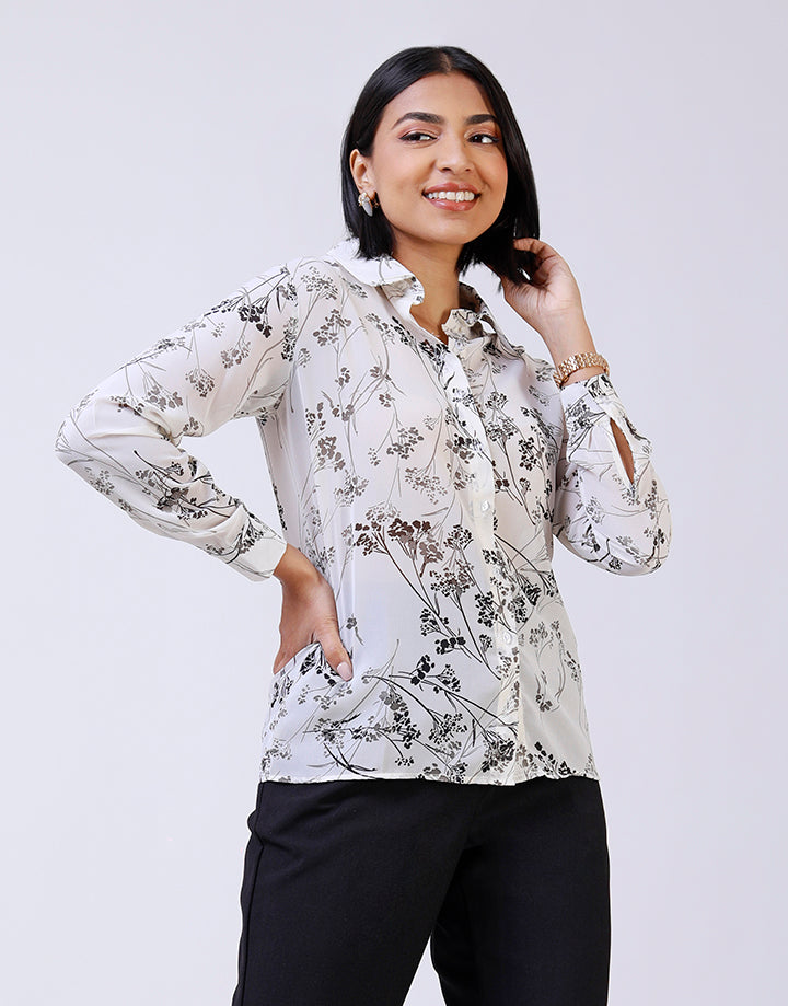 Printed Long Sleeves Shirt Blouse