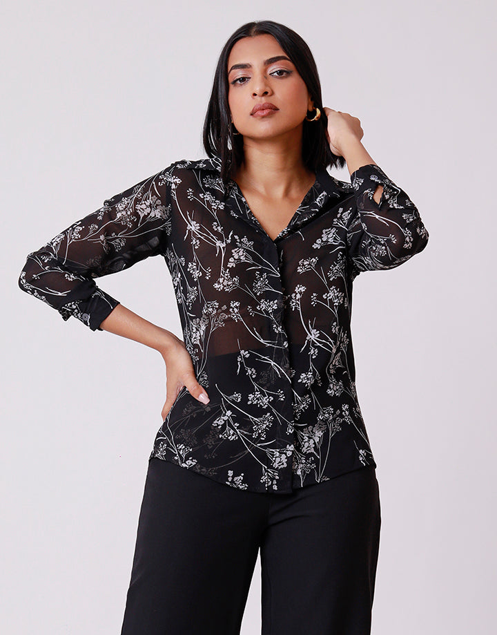 Printed Long Sleeves Shirt Blouse