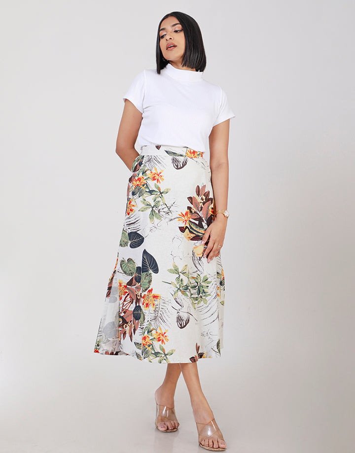 Printed Midi Skirt with Pockets