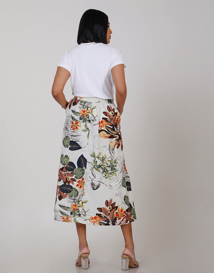 Printed Midi Skirt with Pockets